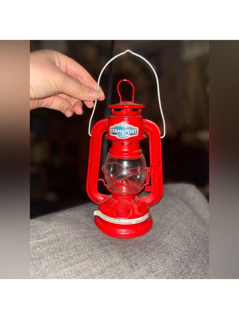 Cozy Campfire Glow • Red Stansport Lantern • Rustic Cabin • Hurricane Style - Picture 3 of 6